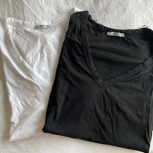Two Zara Basics V-neck Short Sleeved Tshirts
